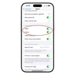 Ustawienia aparatu iPhone: jak włączyć siatkę. Włączona opcja "Siatka" ułatwia komponowanie zdjęć.