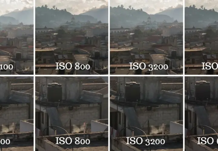 Porównanie zdjęć z różnym ISO: 100, 800, 3200, 6400. Zobacz, jak ustawić ISO w aparacie, by uzyskać najlepszy efekt.