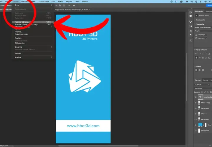Jak przygotować plik do druku w Photoshopie? Menu "Obraz" > "Rozmiar obrazu" to klucz do sukcesu.