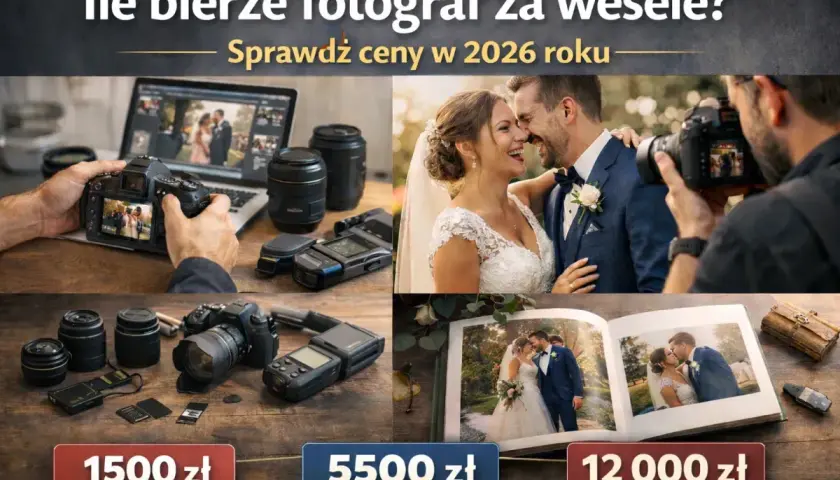 Ile kosztuje fotograf na wesele? Sprawdź ceny pakietów od 1500 zł do 12000 zł.