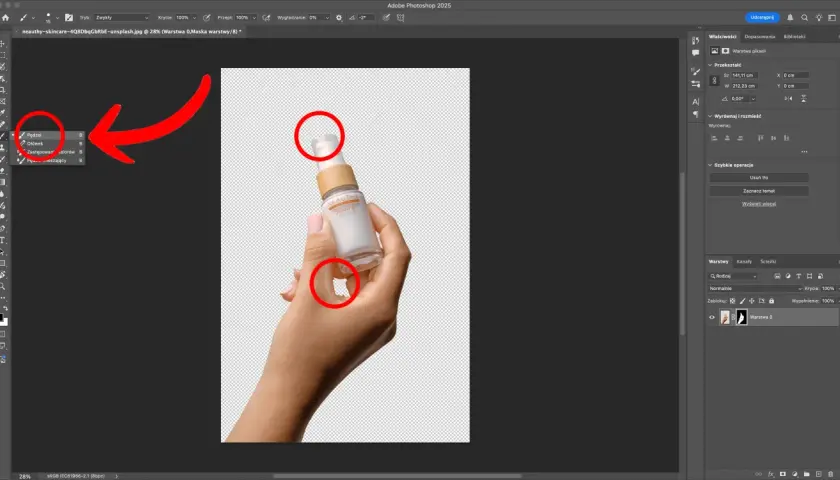 Pokazano, jak wyciąć tło w Photoshopie, używając narzędzi do zaznaczania i maskowania.