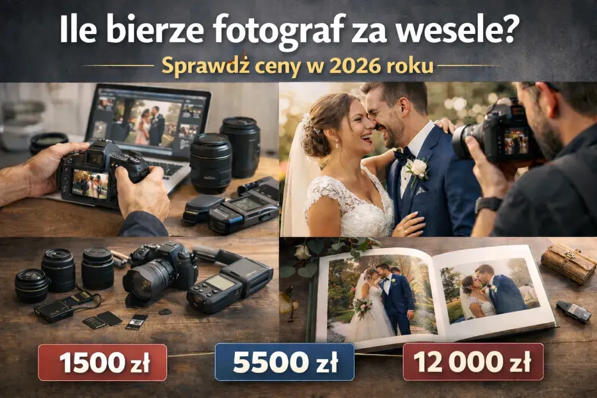 Ile kosztuje fotograf na wesele? Sprawdź ceny pakietów od 1500 zł do 12000 zł.