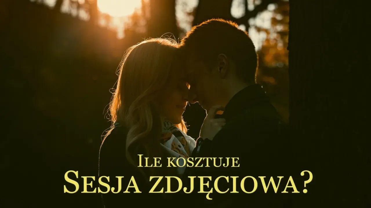 Para w blasku zachodzącego słońca. Zastanawiasz się, ile kosztują zdjęcia u fotografa?