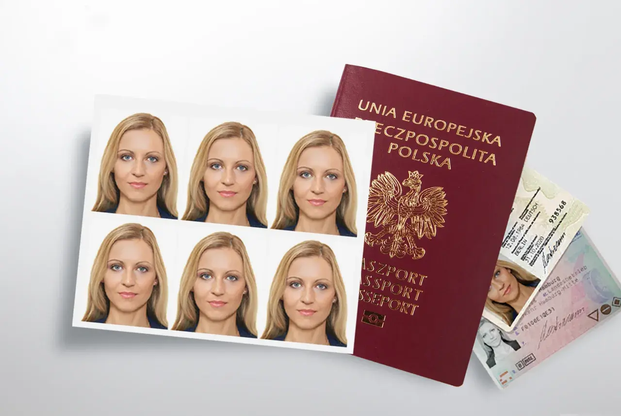 Zdjęcie do dowodu u fotografa to koszt, który warto ponieść dla idealnego ujęcia. Na zdjęciu widać paszport i odbitki z sesji.