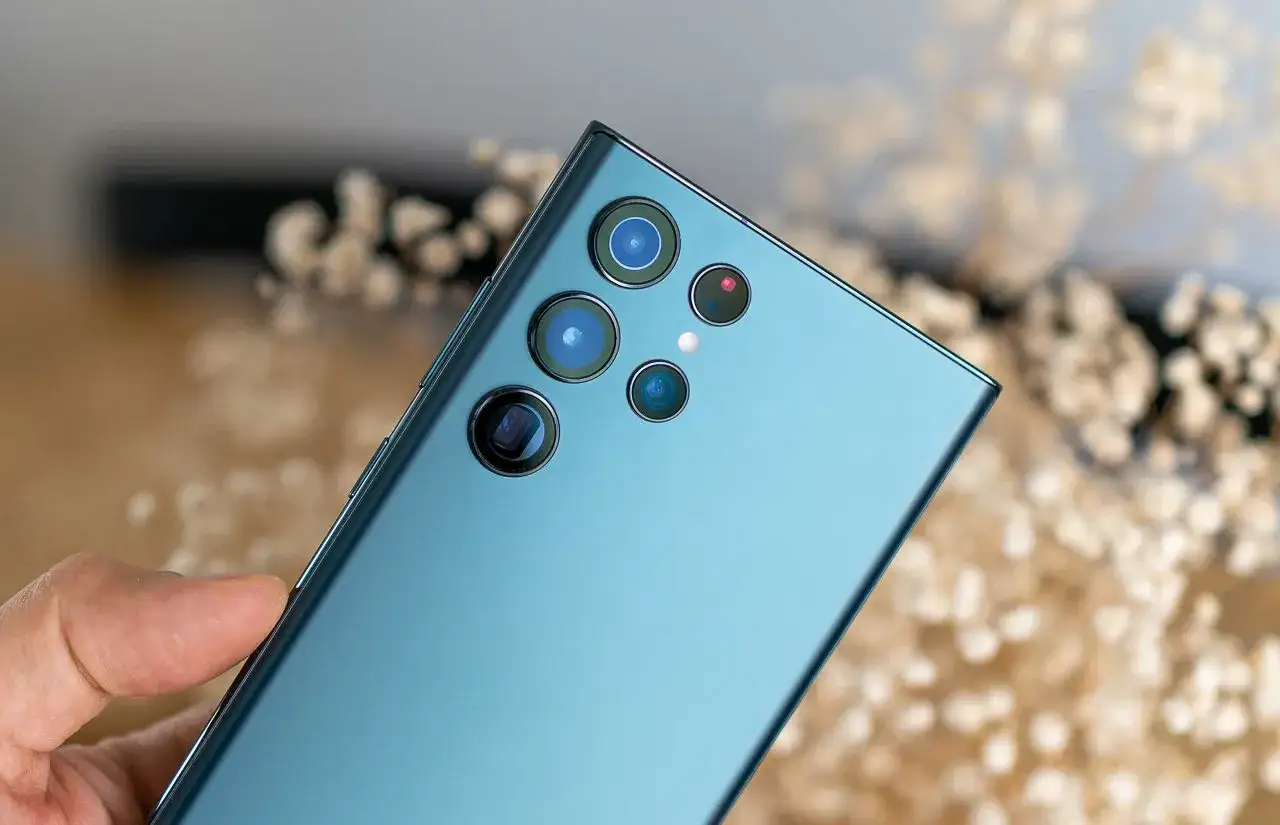 Jak ustawić aparat w Samsung S22? Widok modułu aparatów z tyłu telefonu.