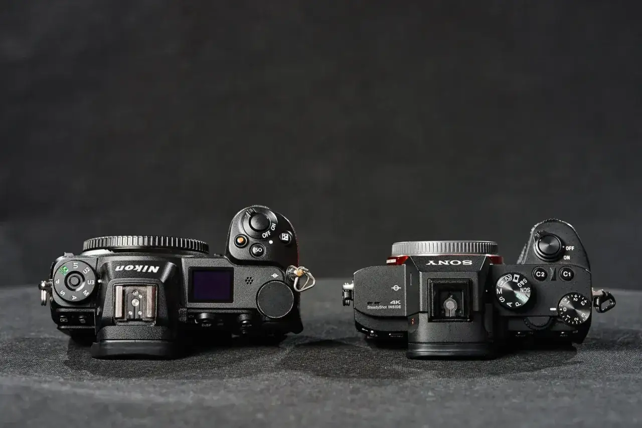 G&oacute;rny widok aparat&oacute;w Nikon i Sony. Kt&oacute;rą lustrzankę wybrać?